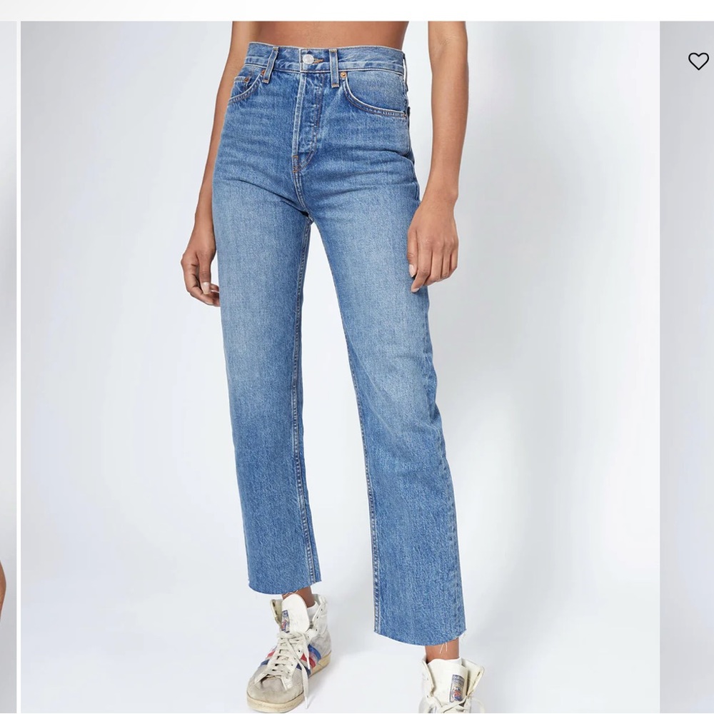 Re/Done Blue Straight Leg Jeans with Vintage Appeal